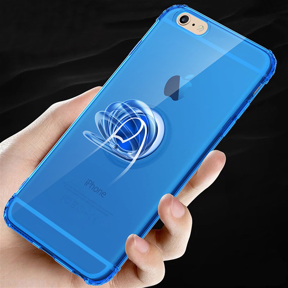 Apple iPhone 6 6S Yüzüklü Mıknatıslı Renkli Silikon Kılıf Mavi | Ücretsiz  Kargo