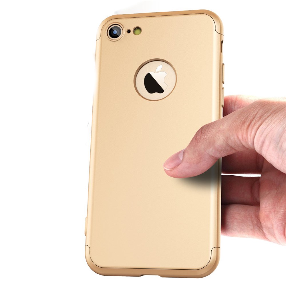 Apple iPhone 8 360 Tam Koruma 3 Parça Gold (Altın) Rubber Kılıf | Ücretsiz  Kargo