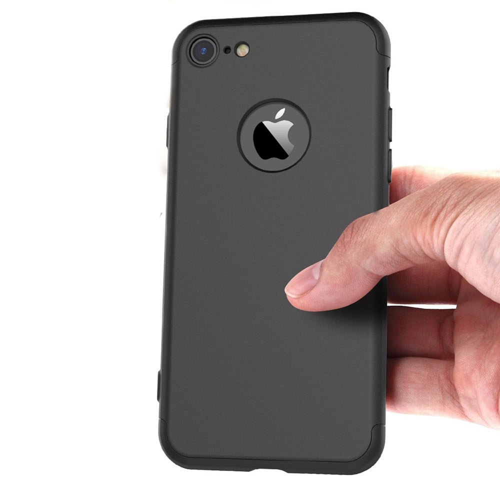 Apple iPhone 8 360 Tam Koruma 3 Parça Siyah Rubber Kılıf | Ücretsiz Kargo