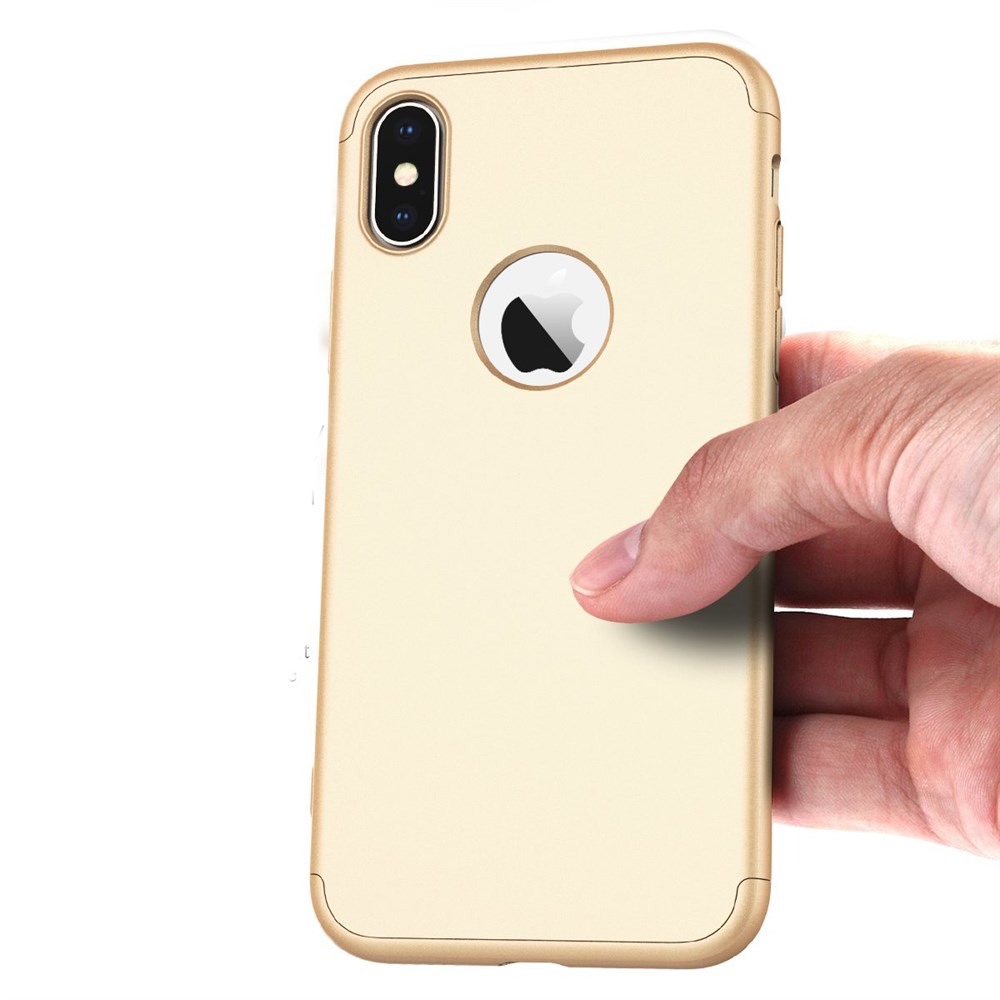 Apple iPhone X 360 Tam Koruma 3 Parça Gold (Altın) Rubber Kılıf | Ücretsiz  Kargo