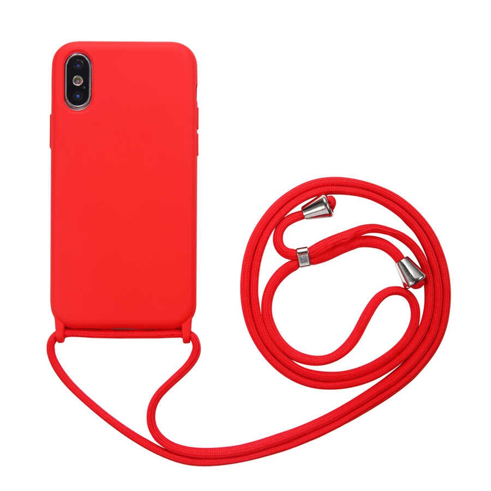 Apple iPhone XR Rope İçi Kadife Boyun ve Omuz Askılı Silikon Kılıf Kırmızı  | Ücretsiz Kargo