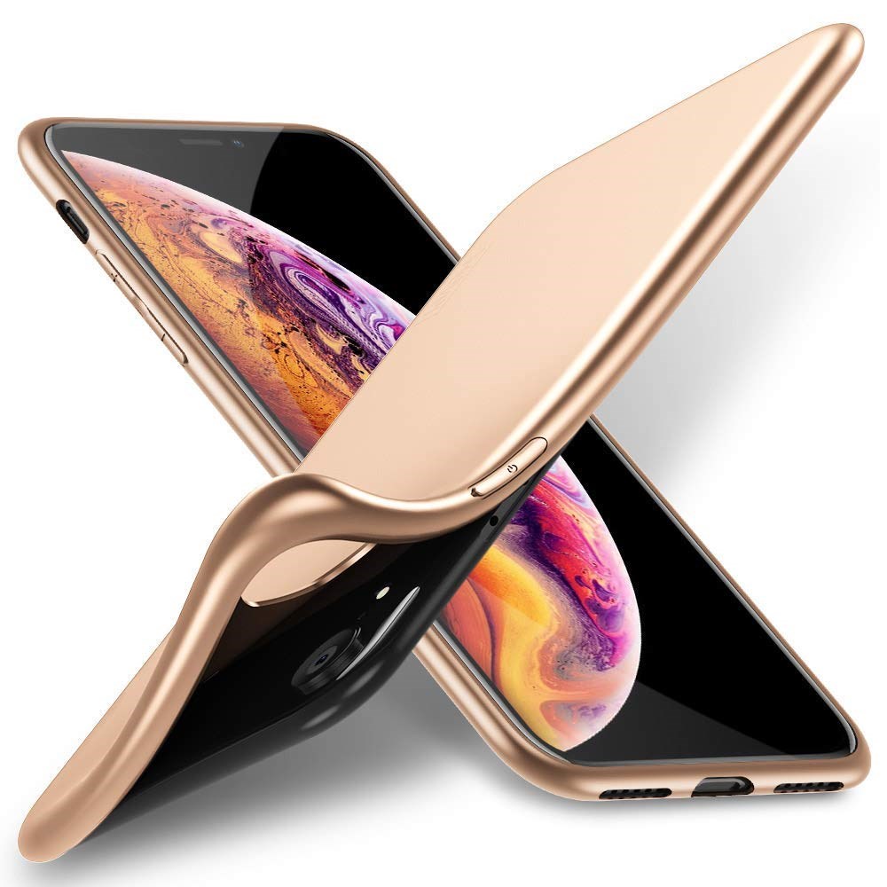 Apple iPhone XS İnce Mat Esnek Altın Silikon Kılıf | Ücretsiz Kargo