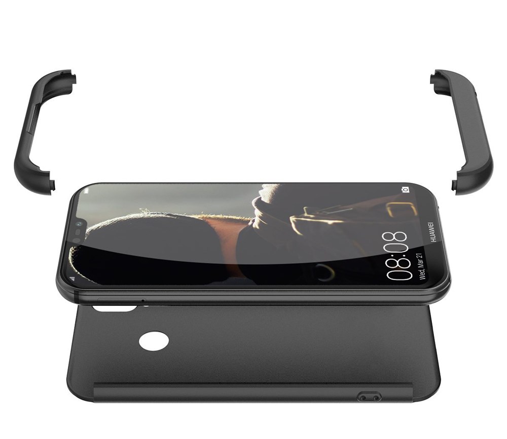 Huawei P20 Lite 360 Tam Koruma 3 Parça Siyah Rubber Kılıf | Ücretsiz Kargo