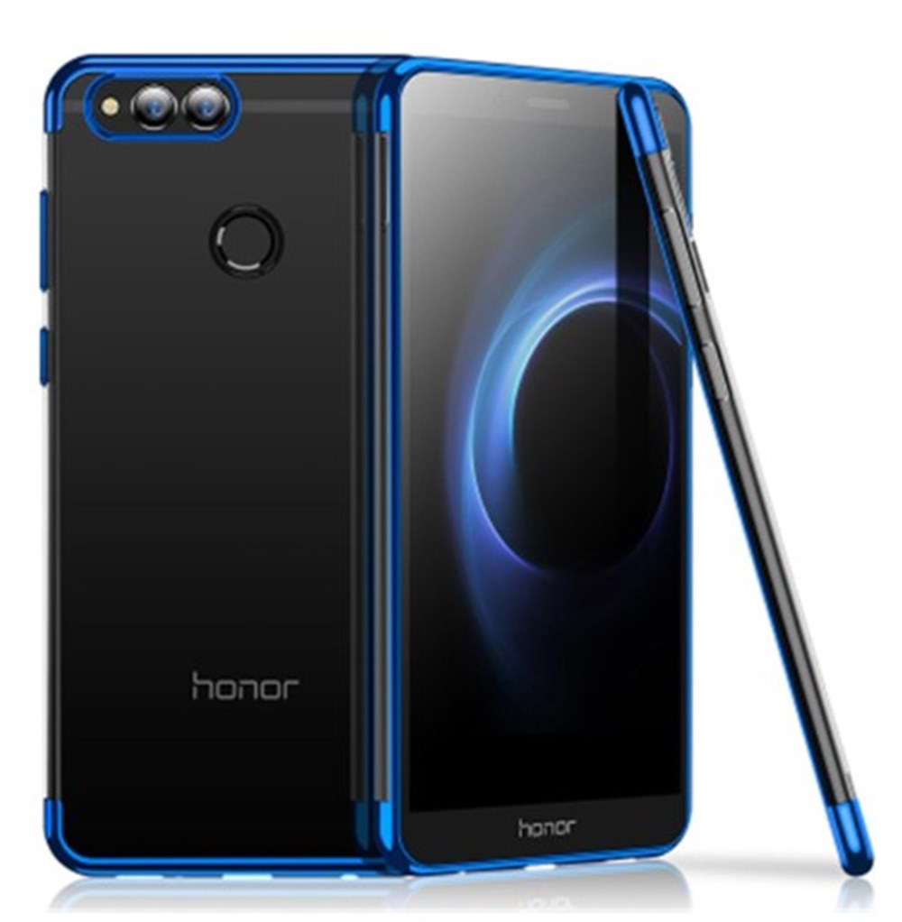Huawei Y7 2018 Renkli Lazer Silikon Kapak Mavi Kılıf | Ücretsiz Kargo