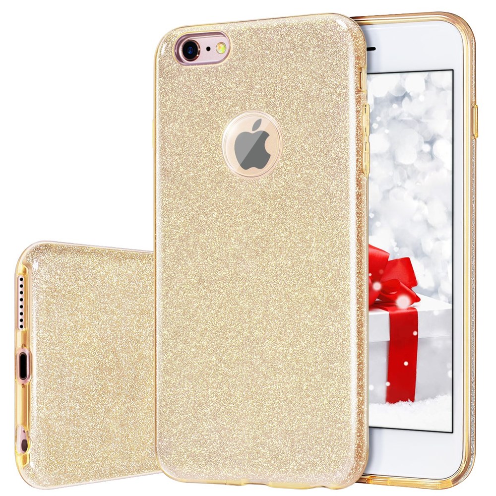 iPhone 6 6S Plus Parlak Rosy Altın Simli Silikon Kılıf | Ücretsiz Kargo