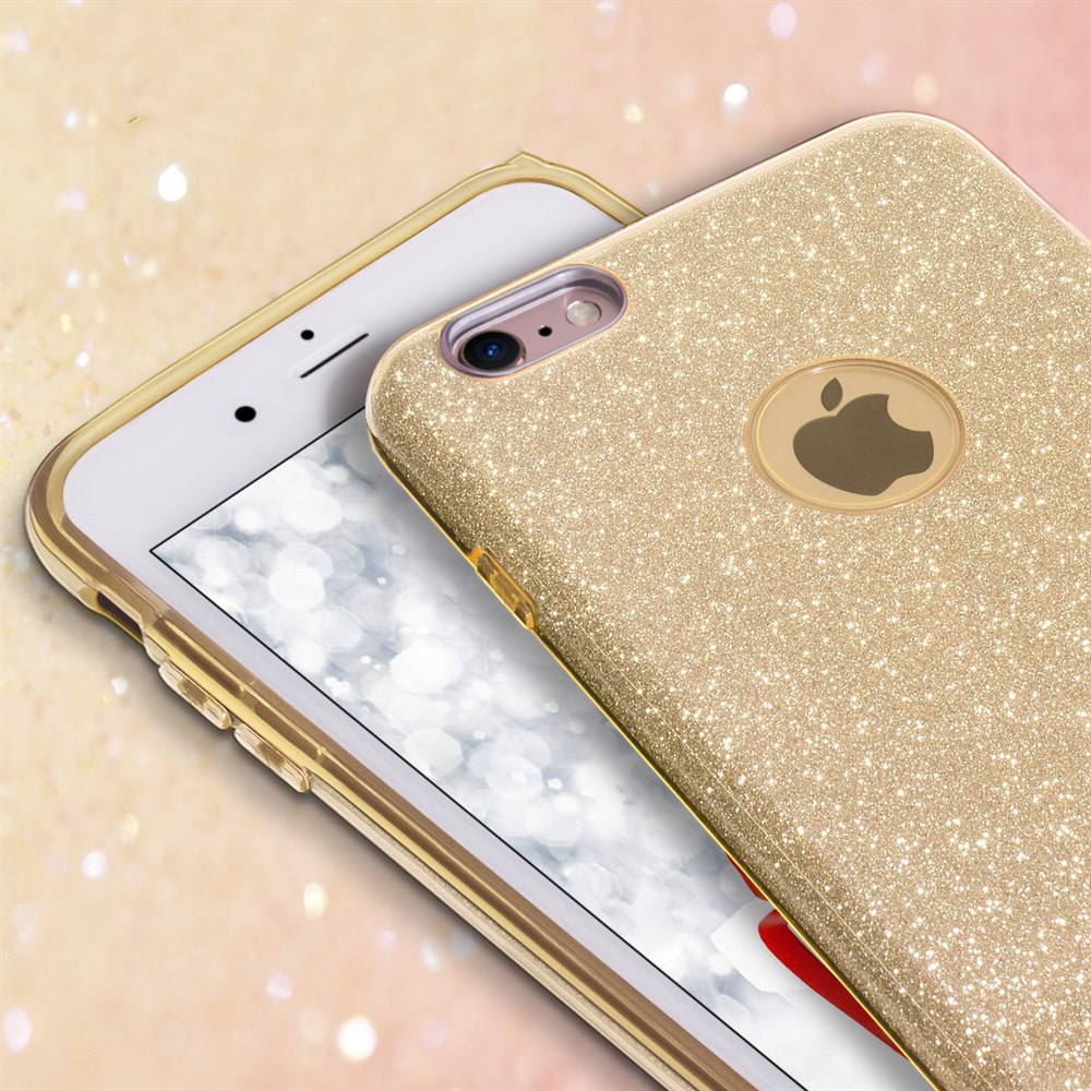 iPhone 6 6S Parlak Rosy Altın Simli Silikon Kılıf | Ücretsiz Kargo