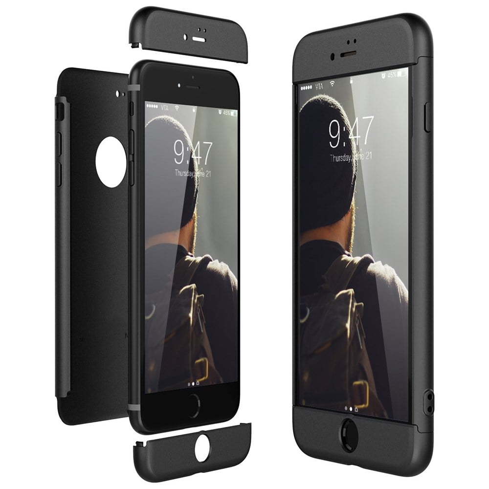 iPhone 7 Plus 360 Tam Koruma 3 Parça Siyah Rubber Kılıf | Ücretsiz Kargo