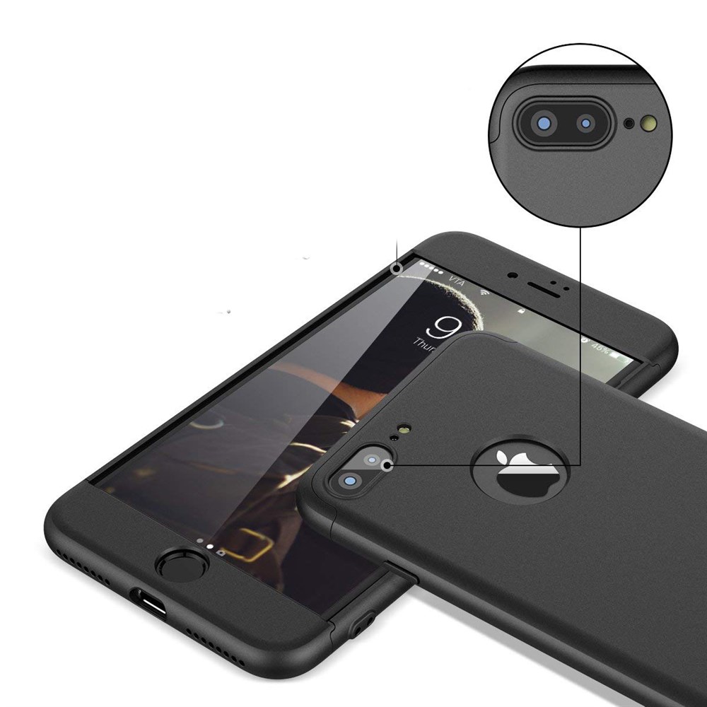 iPhone 7 Plus 360 Tam Koruma 3 Parça Siyah Rubber Kılıf | Ücretsiz Kargo