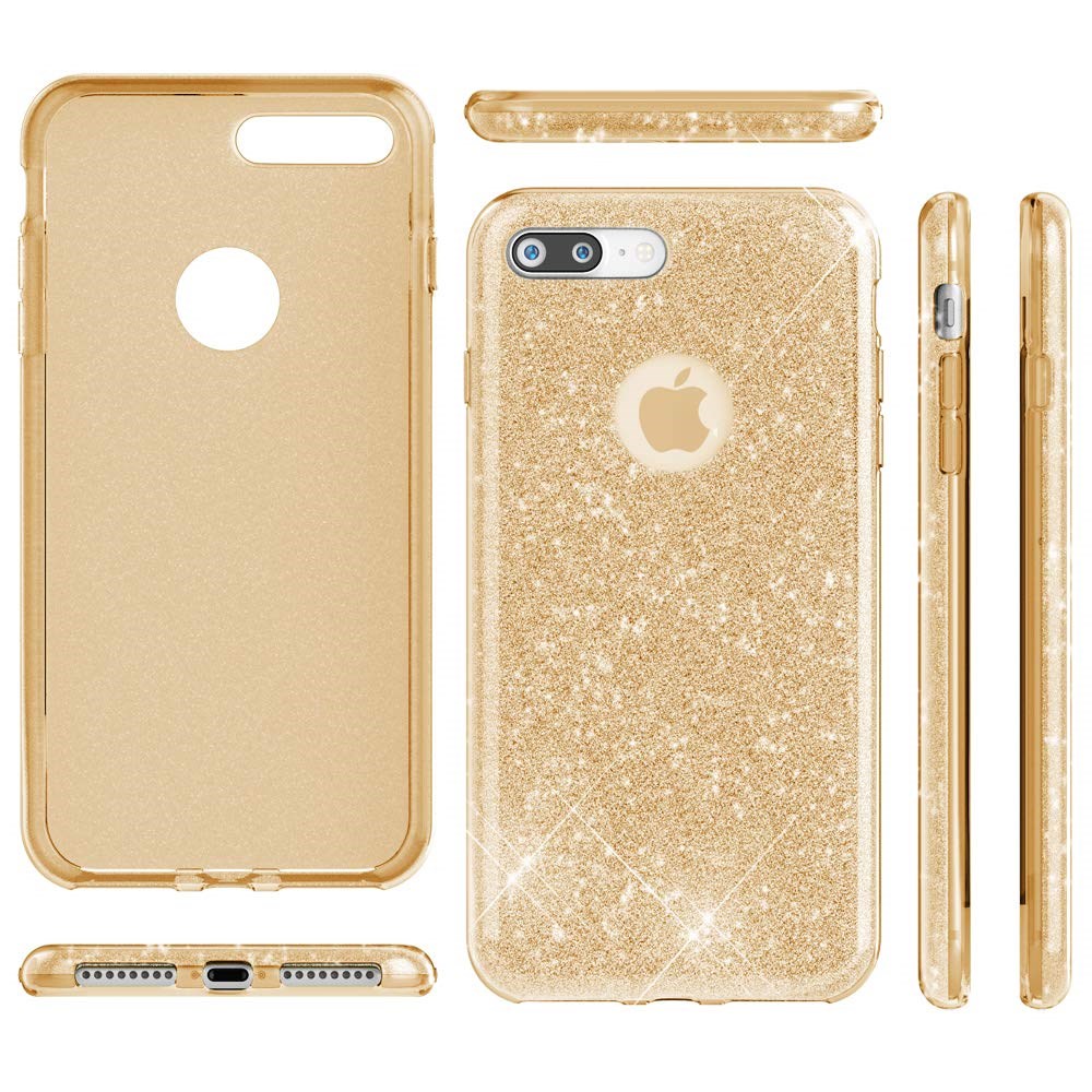 iPhone 7 Plus Parlak Rosy Altın Simli Silikon Kılıf | Ücretsiz Kargo