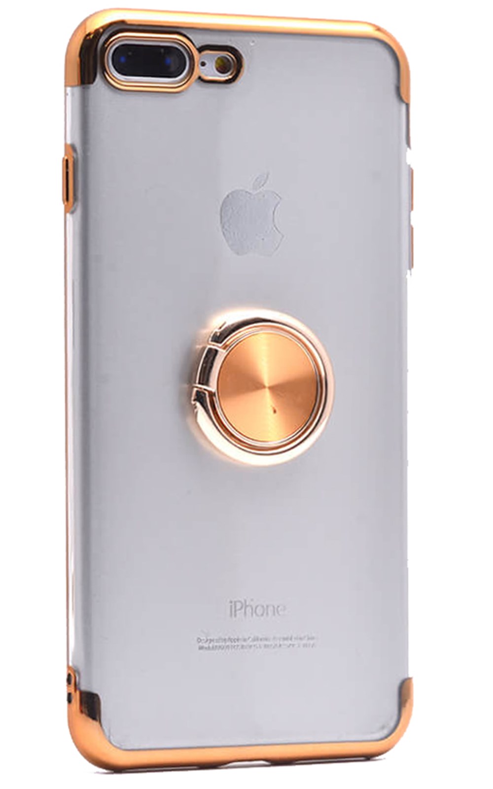 iPhone 7 Plus Yüzüklü Boyalı Lazer Silikon Altın Kılıf | Ücretsiz Kargo