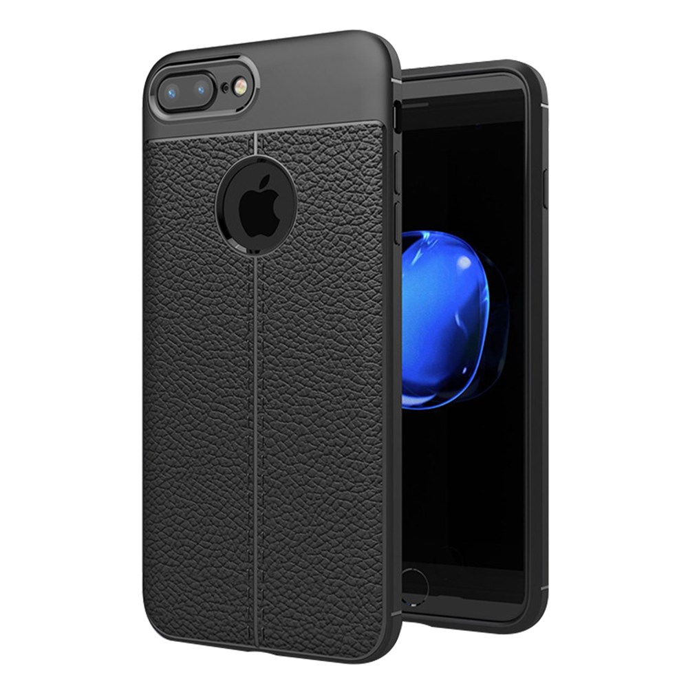 iPhone 8 Plus Auto Focus Deri Görünümlü Siyah Silikon Kılıf | Ücretsiz Kargo