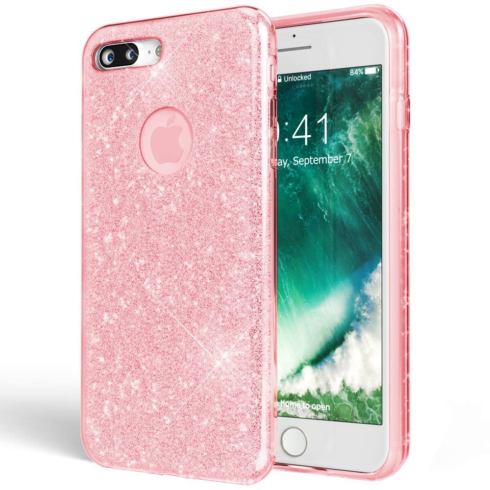iPhone 8 Plus Parlak Rosy Rose Gold (Bakır) Simli Silikon Kılıf | Ücretsiz  Kargo
