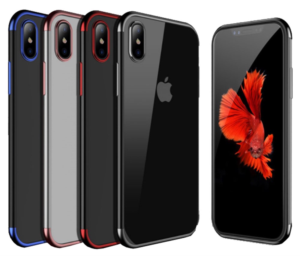 iPhone X Renkli Lazer Silikon Kapak Siyah Kılıf | Ücretsiz Kargo