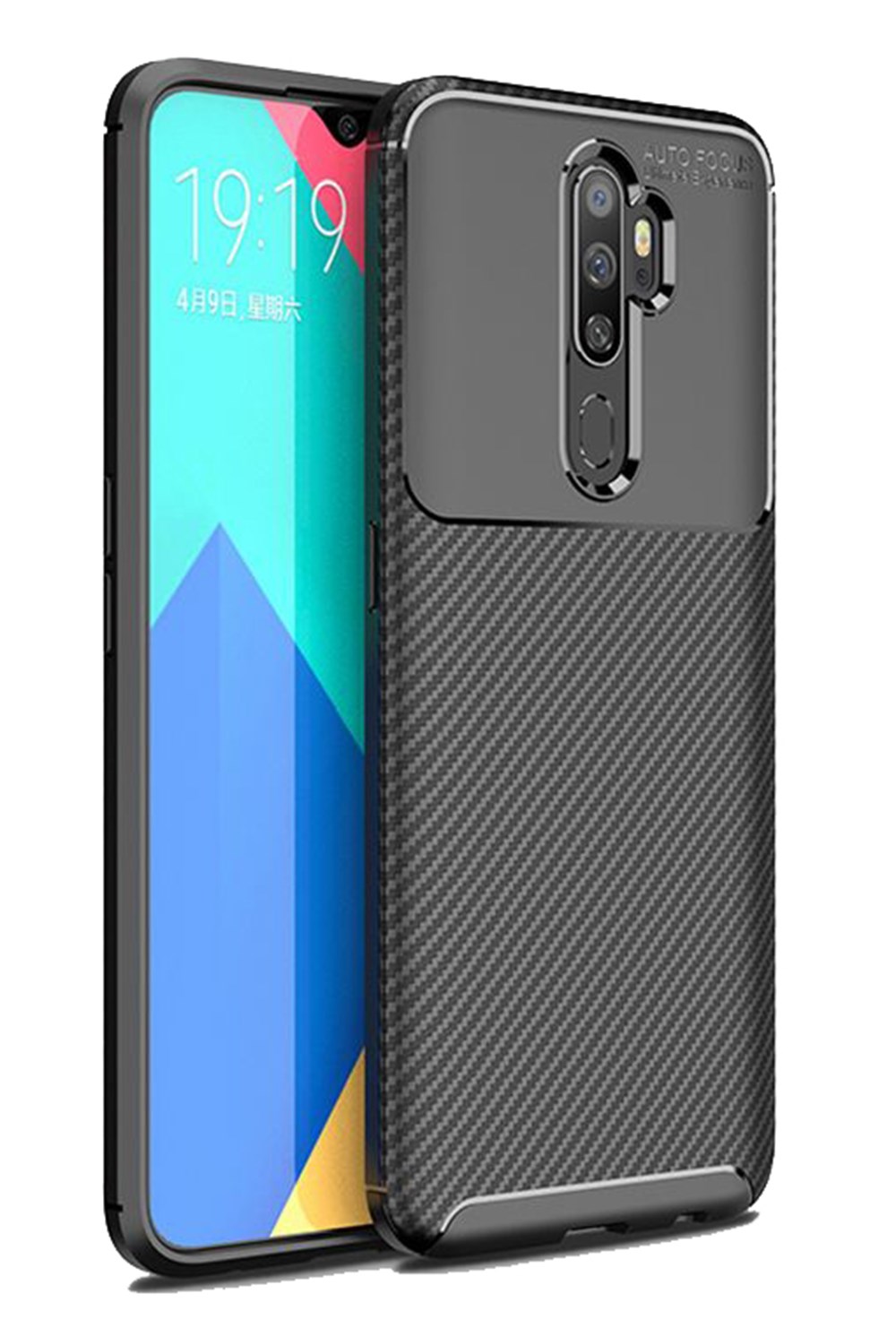 Oppo A5 2020 Titan Karbon Silikon Kılıf Siyah | Kılıfland.com