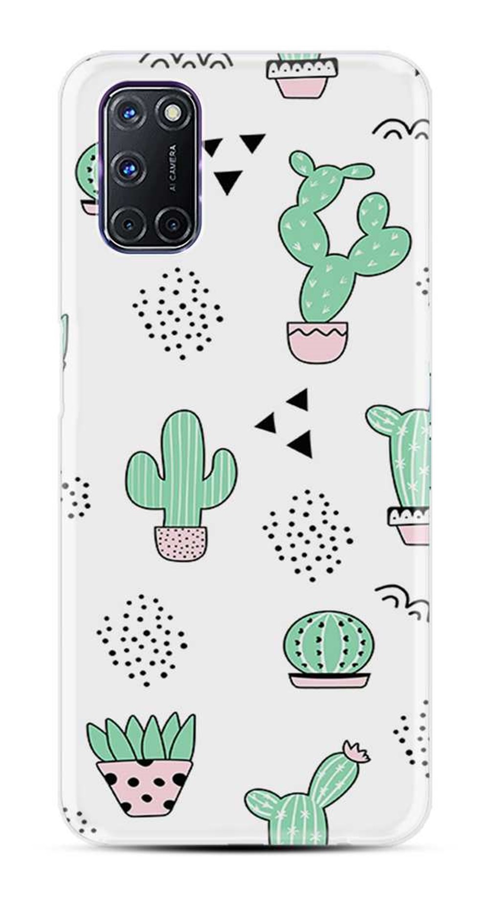 Oppo A72 Desenli Silikon Resimli Kapak Cactus Pattern Kılıf | Ücretsiz Kargo