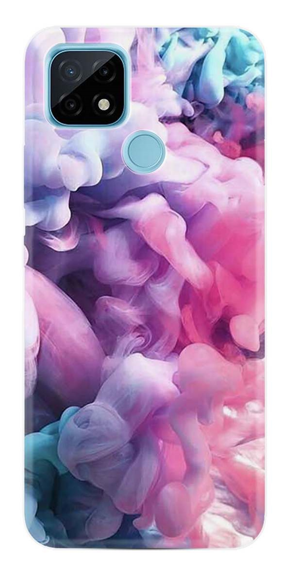 Realme C21 Desenli Silikon Kılıf Pink Cloud