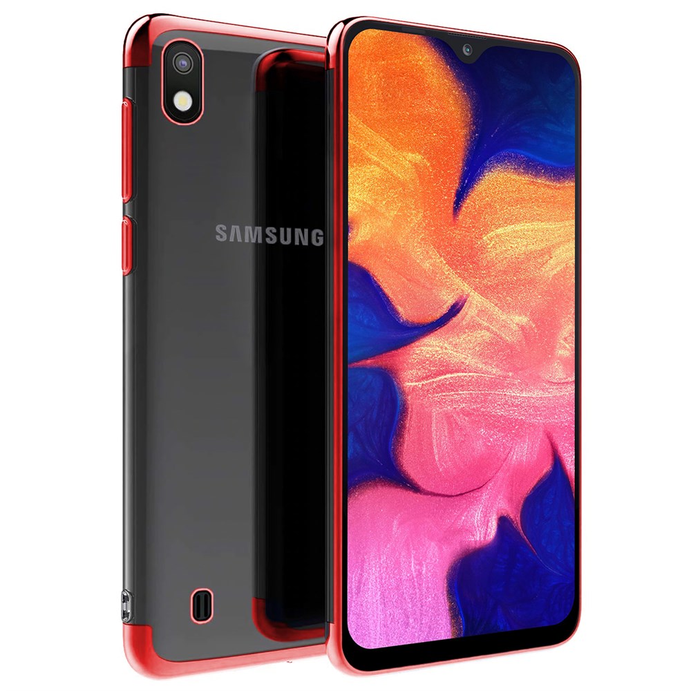 Samsung Galaxy A10 Kılıf Renkli Lazer Silikon Kapak Kırmızı | Ücretsiz Kargo