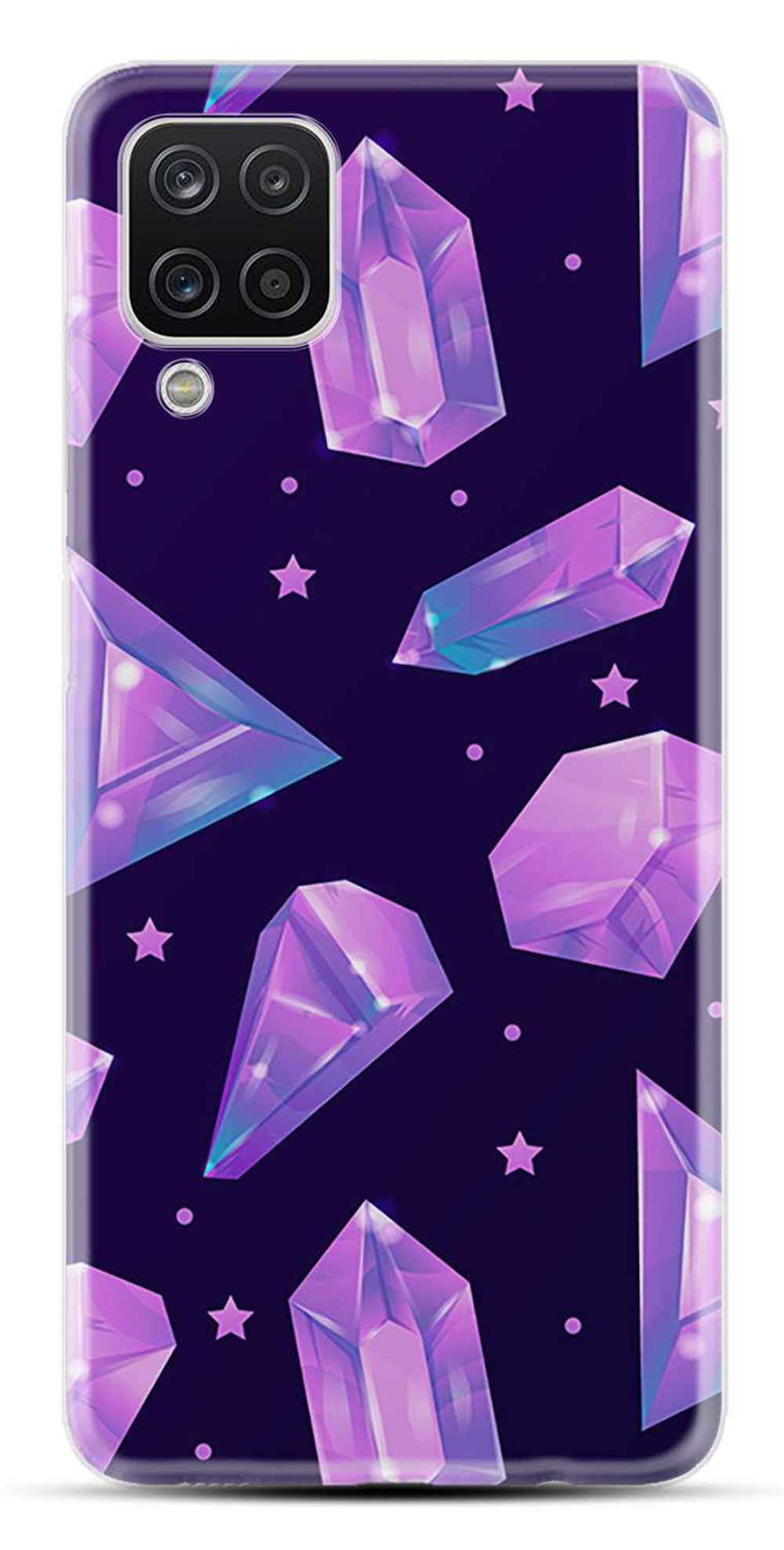 Samsung Galaxy A12 Desenli Silikon Resimli Kapak Purple Crystal Kılıf |  Ücretsiz Kargo