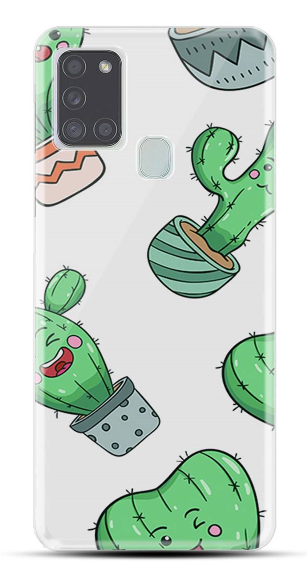 Samsung Galaxy A21S Desenli Silikon Resimli Kapak Cactus Smile Kılıf |  Ücretsiz Kargo