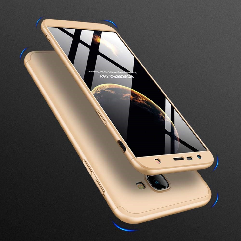 Samsung Galaxy A8 Plus 2018 360 Tam Koruma 3 Parça Gold (Altın) Rubber  Kılıf | Ücretsiz Kargo