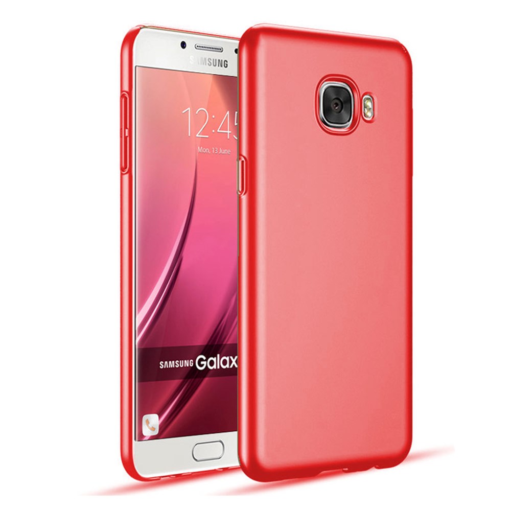 Samsung Galaxy C7 İnce Mat Esnek Kırmızı Silikon Kılıf | Ücretsiz Kargo