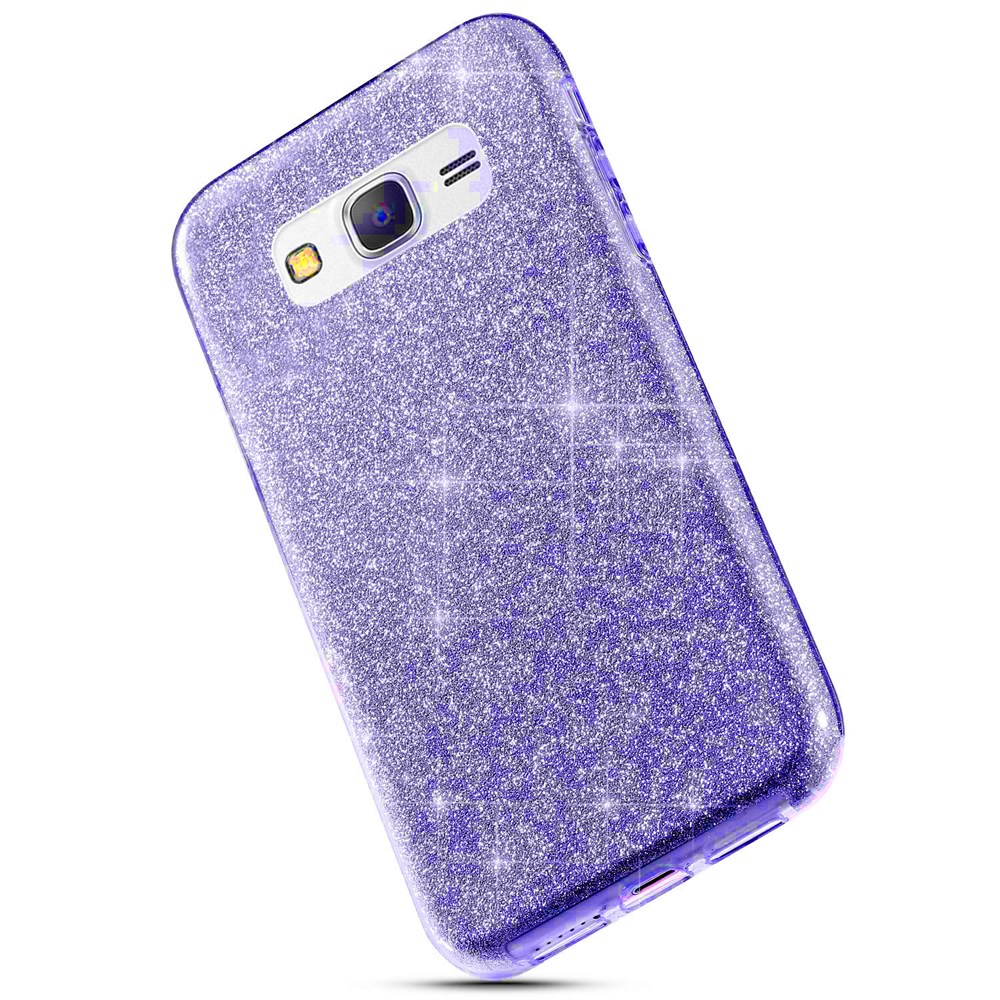 Samsung Galaxy Grand Prime Parlak Rosy Mor Simli Silikon Kılıf | Ücretsiz  Kargo