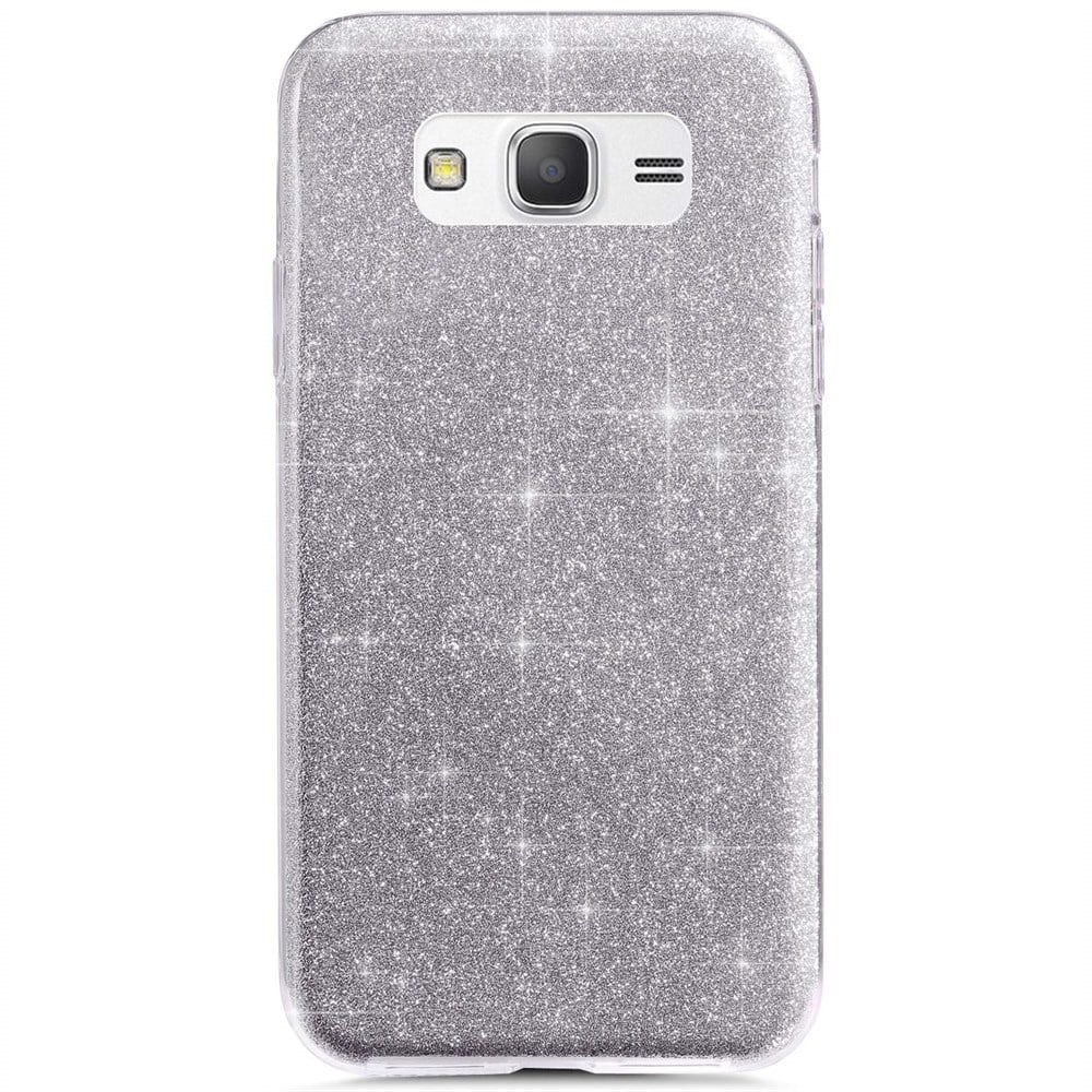 Samsung Galaxy Grand Prime Parlak Rosy Gümüş Simli Silikon Kılıf | Ücretsiz  Kargo