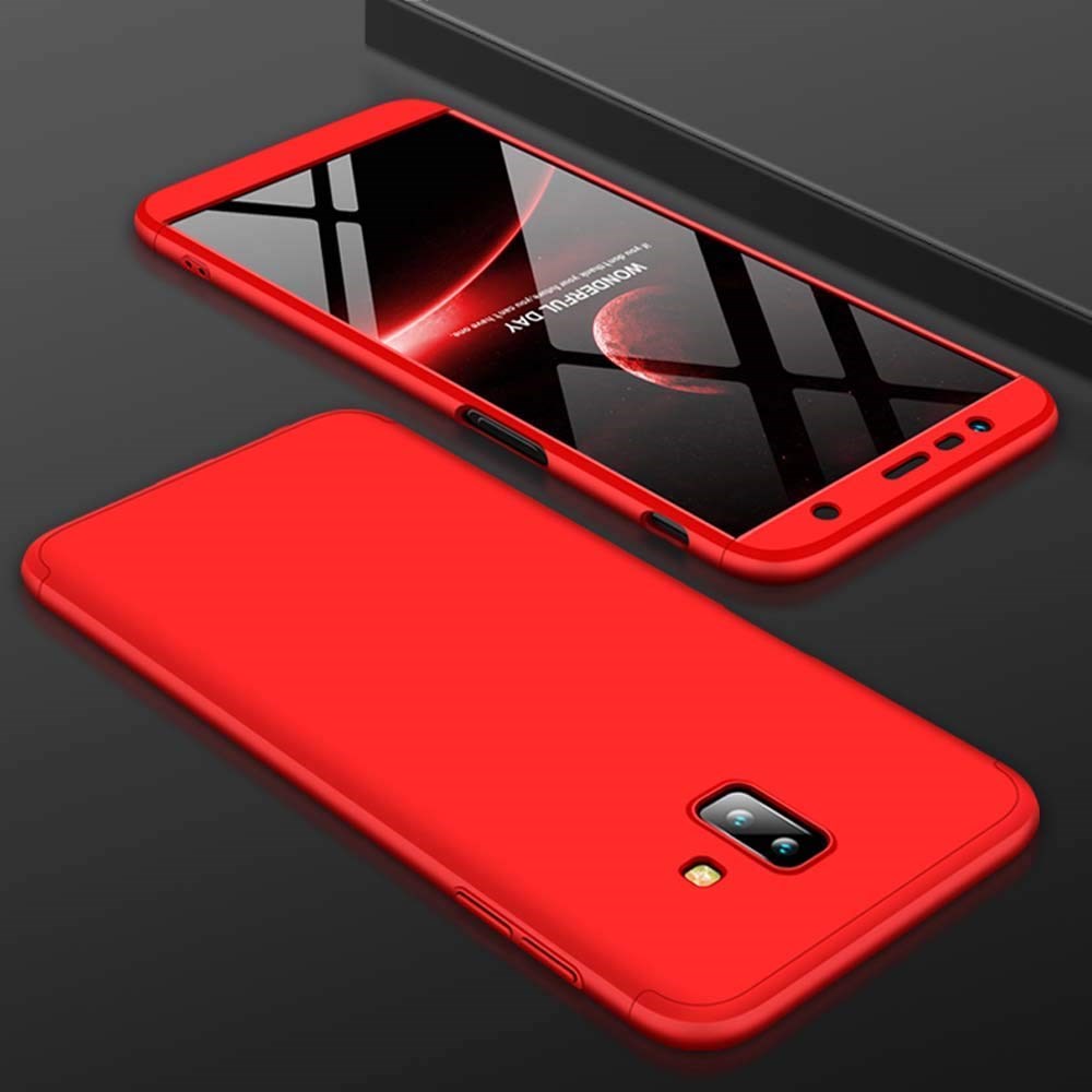 Samsung Galaxy J6 Plus 360 Tam Koruma 3 Parça Kırmızı Rubber Kılıf |  Ücretsiz Kargo