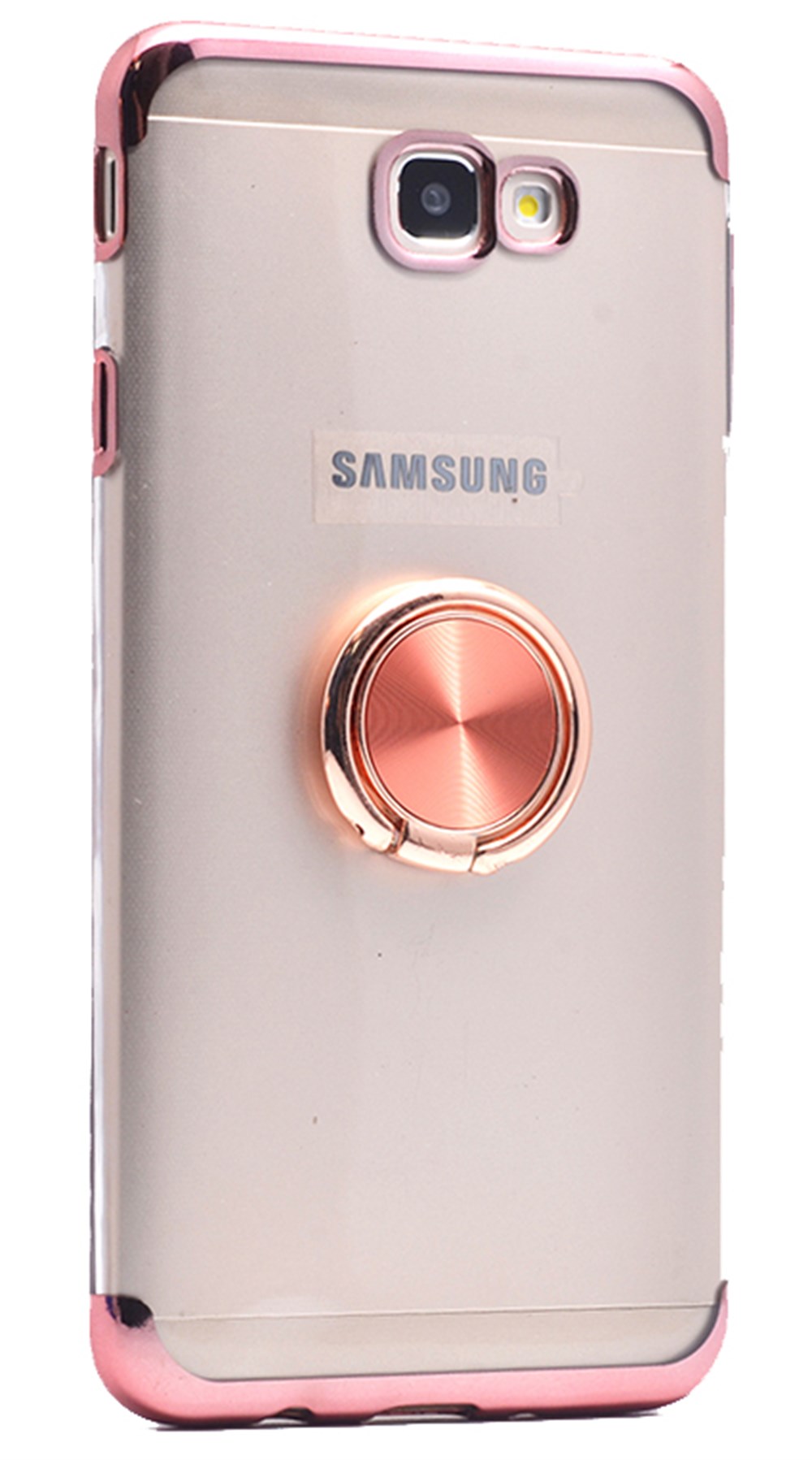 Samsung Galaxy J7 Prime 2 Yüzüklü Boyalı Lazer Silikon Rose Gold Kılıf |  Ücretsiz Kargo