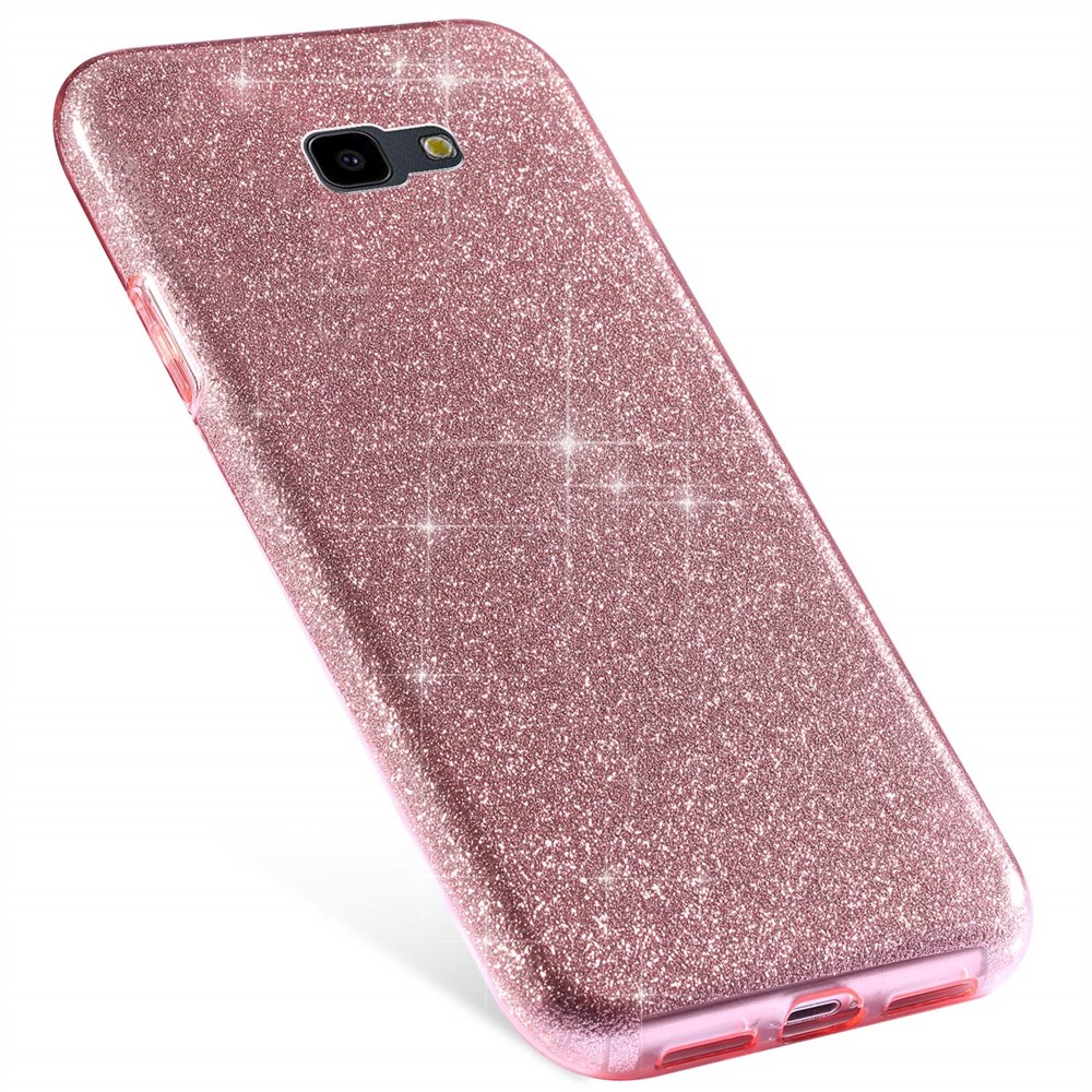 Samsung Galaxy J7 Prime Parlak Rosy Rose Gold (Bakır) Simli Silikon Kılıf |  Ücretsiz Kargo