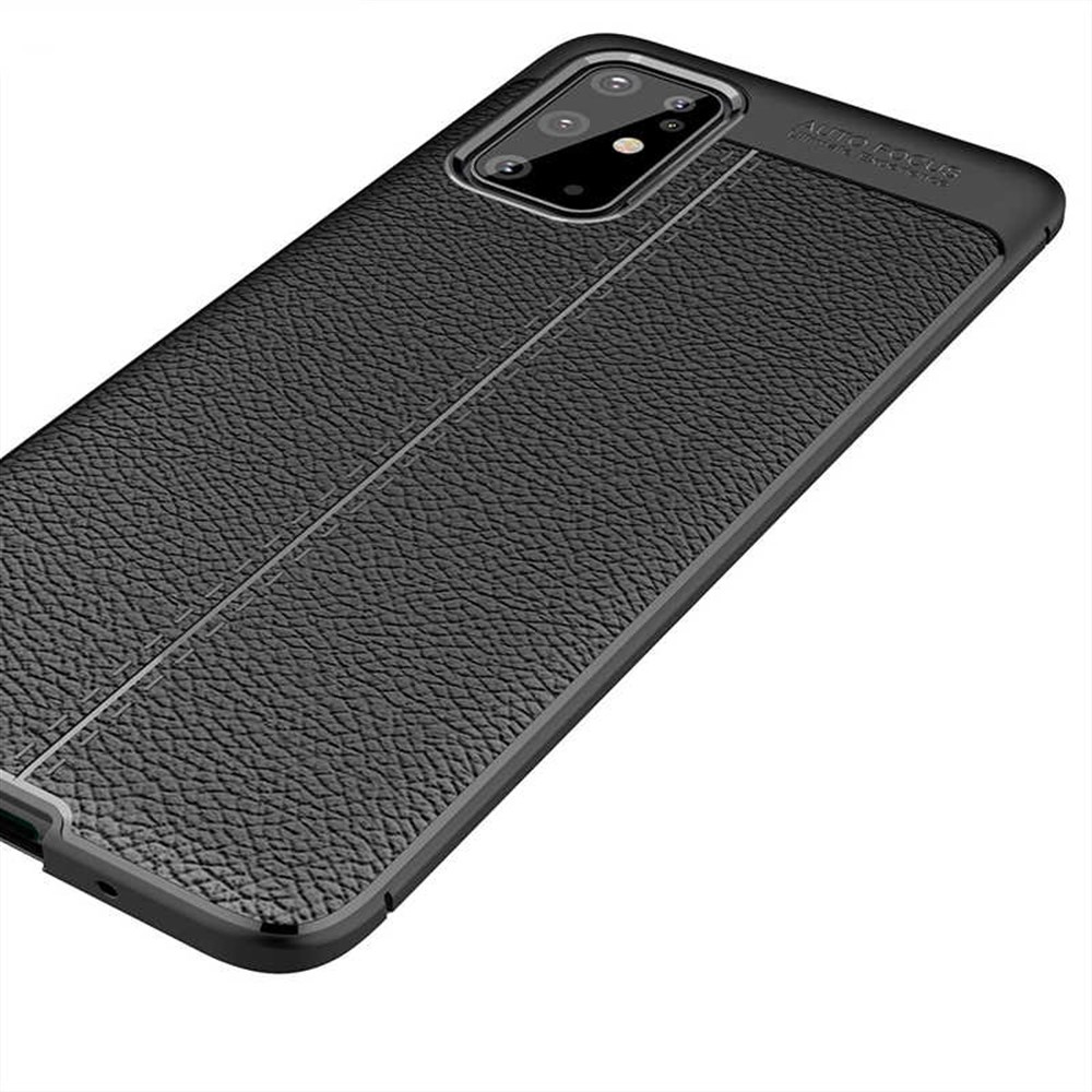 Samsung Galaxy S20 Plus Kılıf Auto Focus Deri Görünümlü Silikon Kapak Siyah  | Ücretsiz Kargo