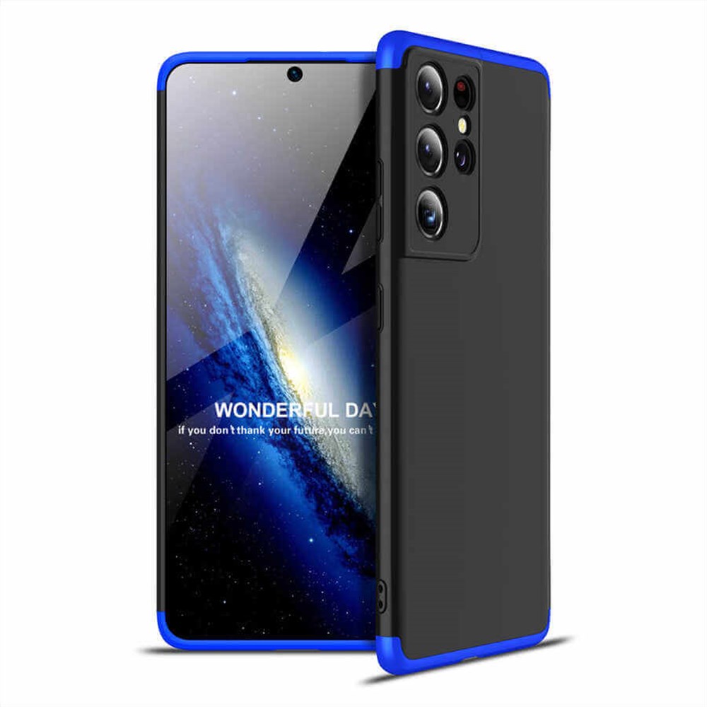Samsung Galaxy S21 Ultra 360 Derece Kılıf Tam Koruma Siyah Mavi | Ücretsiz  Kargo