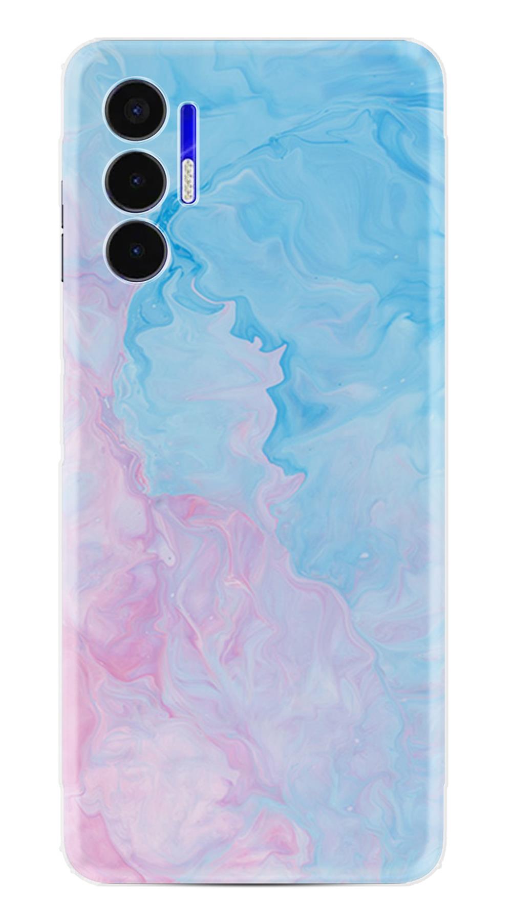 Tecno Spark 8C Kılıf Resimli Desenli Baskılı Silikon Kılıf Pink Blue  Abstract 1385