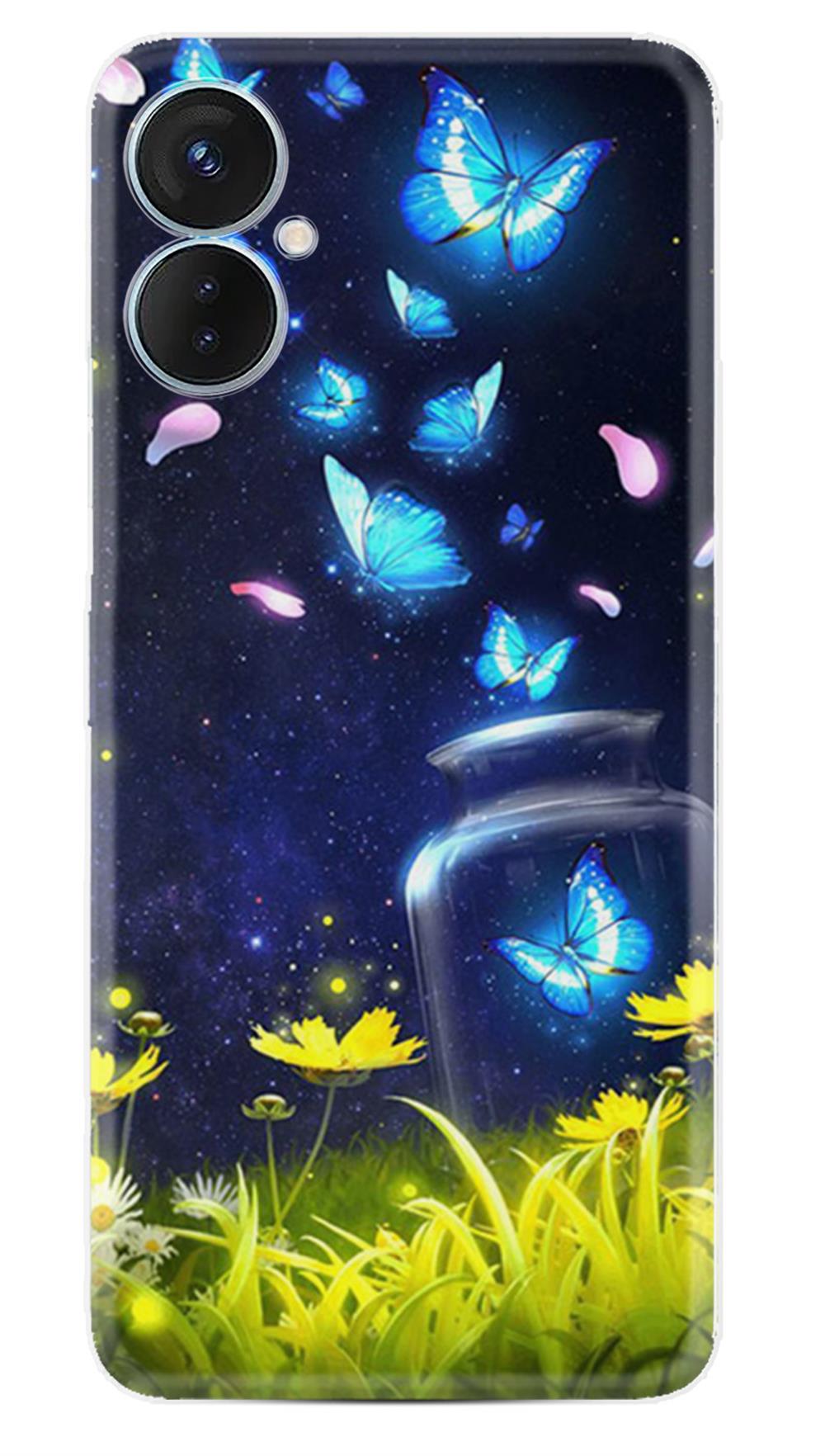 Tecno Spark 9 Pro Kılıf Resimli Desenli Baskılı Silikon Kılıf Neon  Butterflys 1309