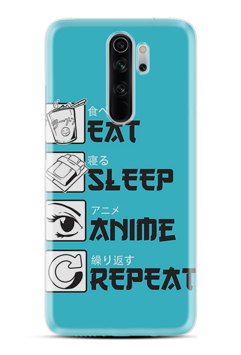 Xiaomi Redmi Note 8 Desenli Silikon Resimli Kapak Eat Sleep Anime Kılıf |  Ücretsiz Kargo