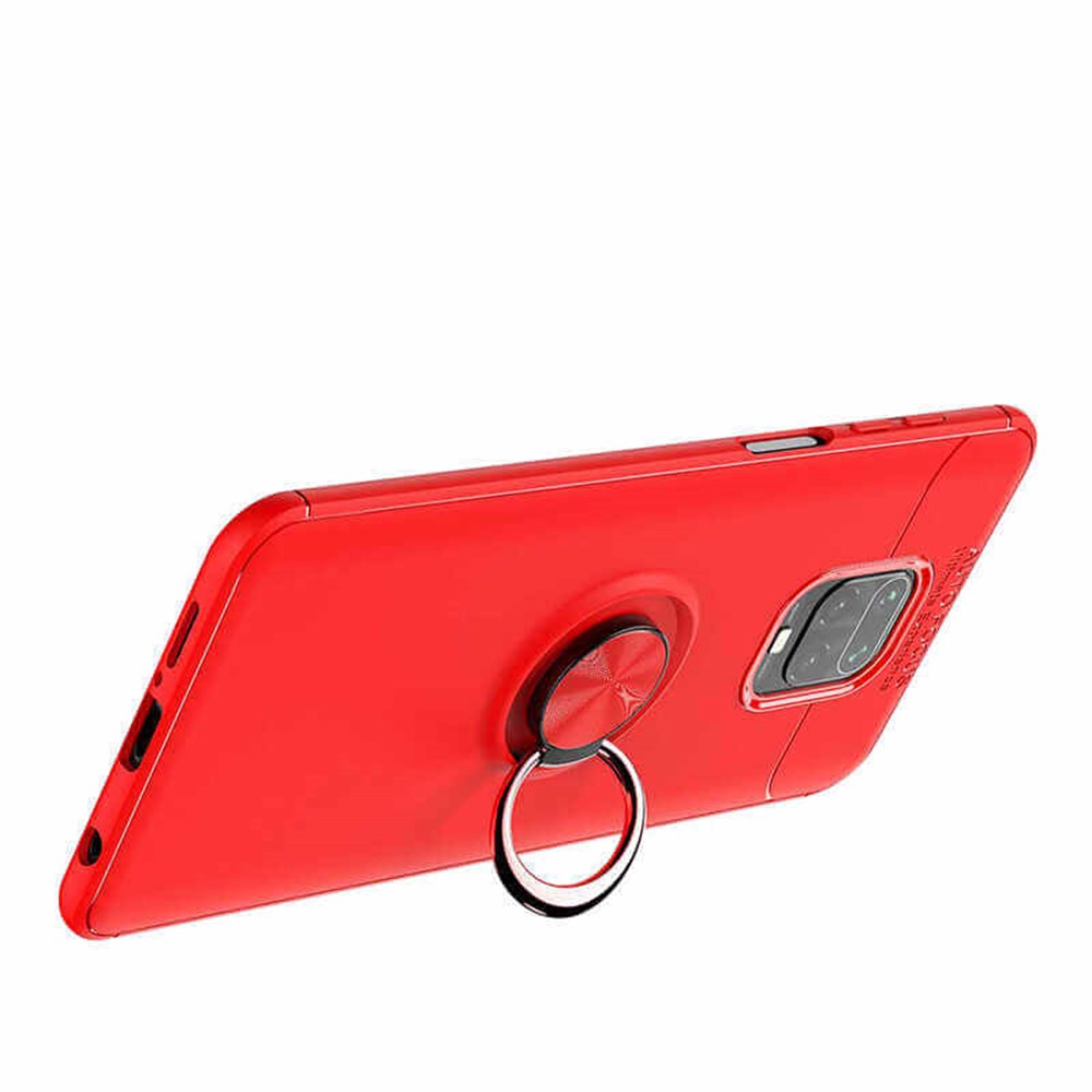 Xiaomi Redmi Redmi Note 9 Pro Standlı Yüzüklü Mıknatıslı Korumalı Silikon  Kılıf Lacivert | Ücretsiz Kargo