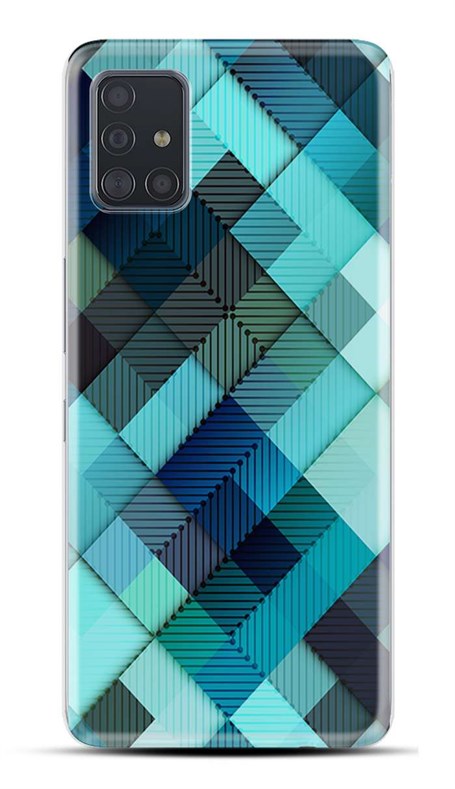 Samsung Galaxy A31 Desenli Silikon Resimli Kapak Blue Triangle Kılıf
