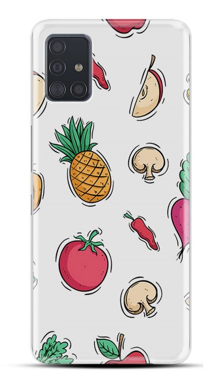 Samsung Galaxy A31 Desenli Silikon Resimli Kapak Ananas Mushroom Kılıf