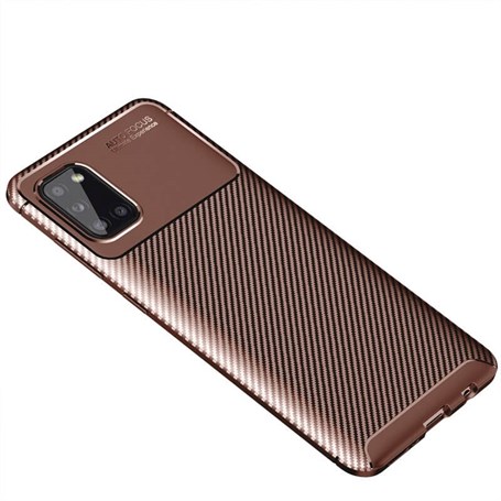 Samsung Galaxy A31 Titan Karbon Silikon Kılıf Kahverengi