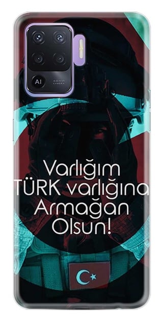 Oppo Reno 5 Lite Desenli Silikon Resimli Kapak Varlığım Türk Varlığına Armağan Olsun Kılıf