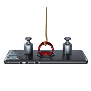 Samsung Galaxy A31 Standlı Yüzüklü Mıknatıslı Korumalı Silikon Kılıf Kırmızı