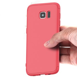 Samsung Galaxy S7 Edge Kılıf 360 Tam Koruma 3 Parça Kırmızı