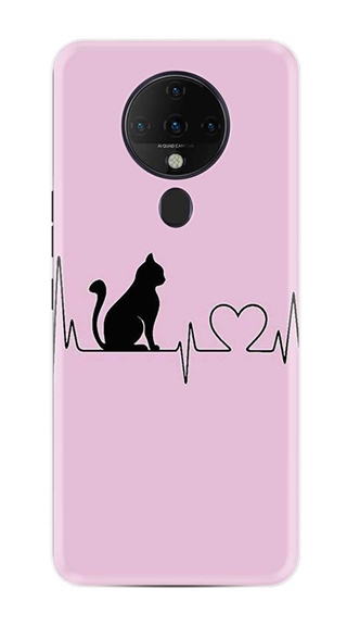 Tecno Spark 6 Desenli Baskılı Silikon Kılıf Pink Cat Heart 1303