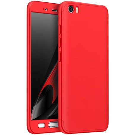 Xiaomi Mi5S 360 Tam Koruma 3 Parça Kırmızı Rubber Kılıf