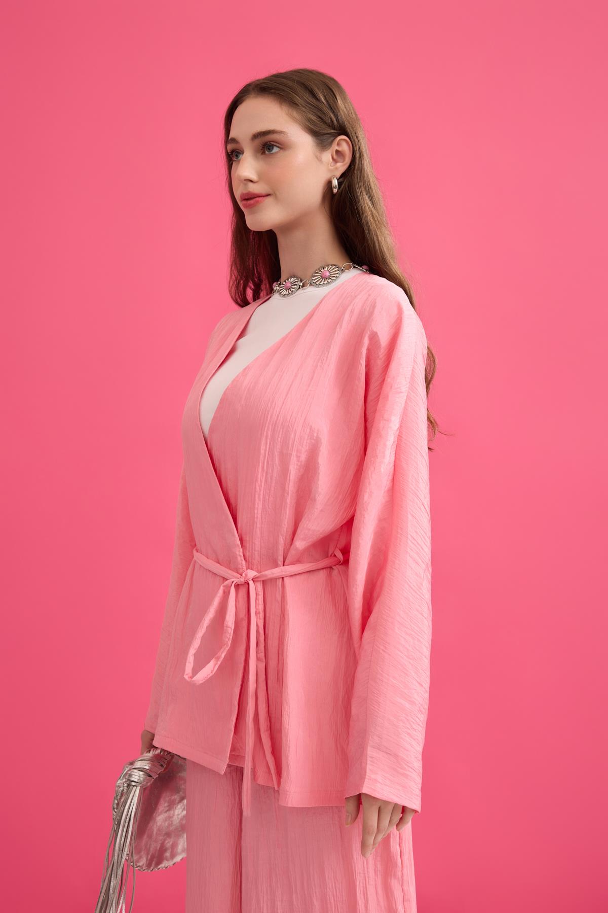 Ada Bağlamalı Pilili Takım- Pembe