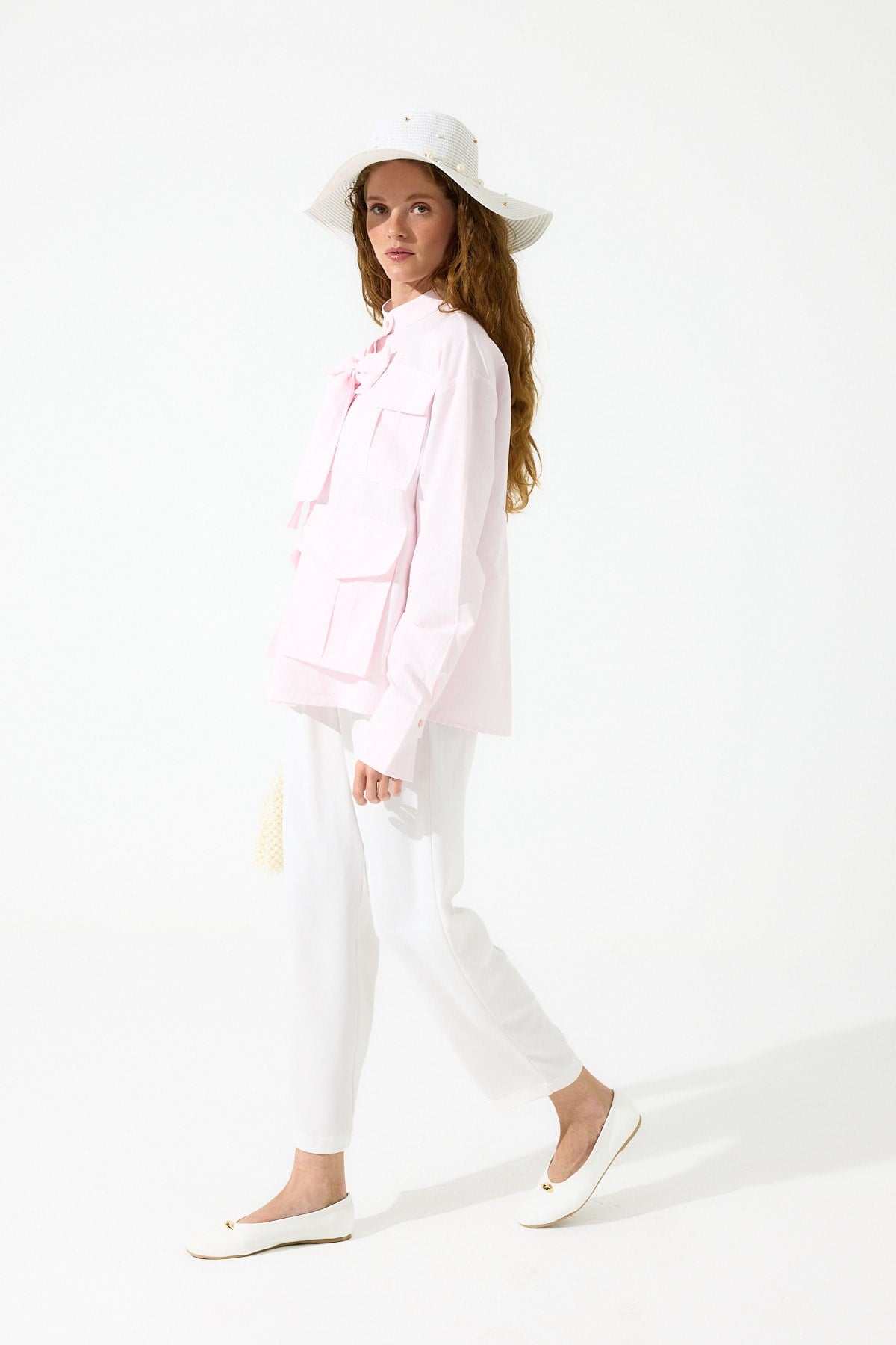 Alice Körük Cepli Fiyonklu Gömlek - Pembe