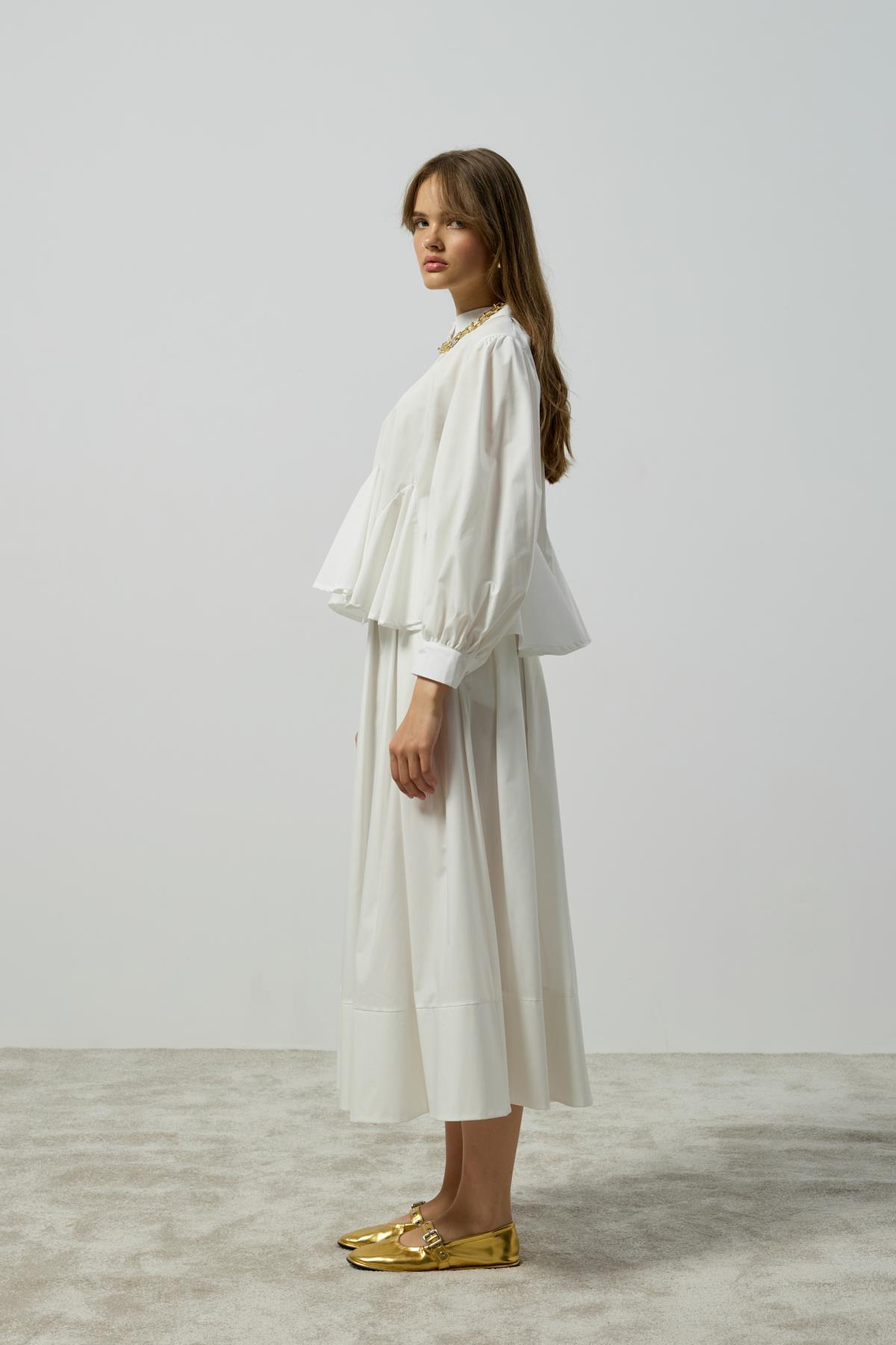 Alice Peplum Detaylı Drapeli Takım - Beyaz