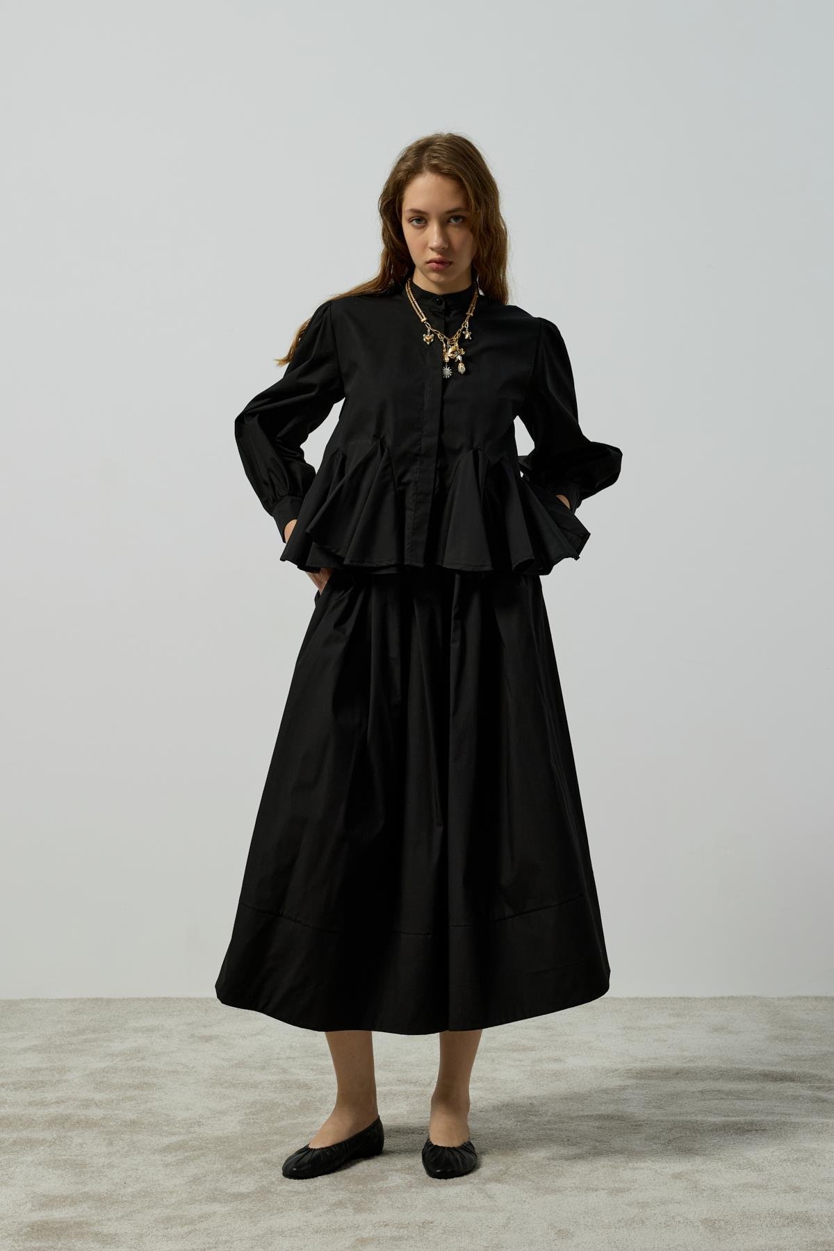 Alice Peplum Detaylı Drapeli Takım - Siyah