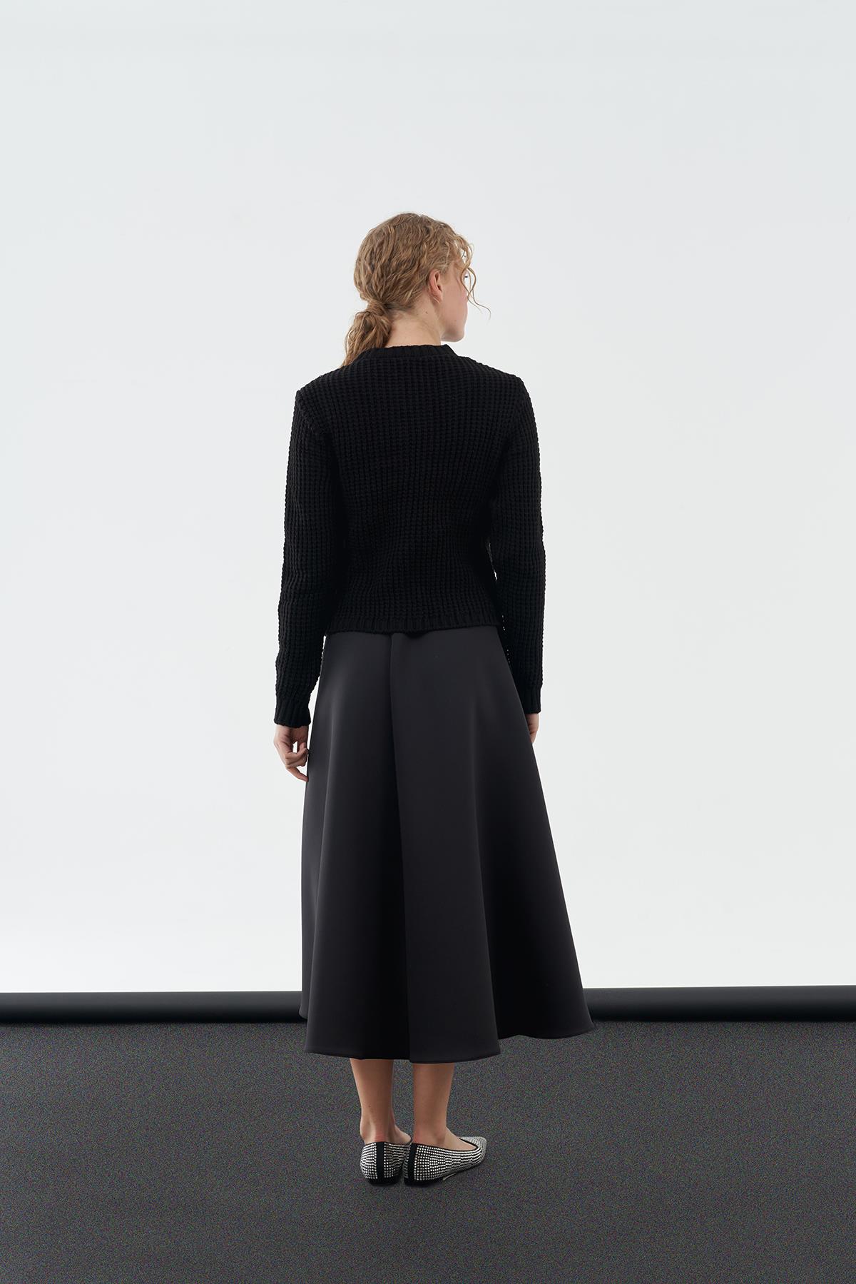 ALİCE SUNİ İNCİ DETAYLI TRİKO HIRKA- SİYAH