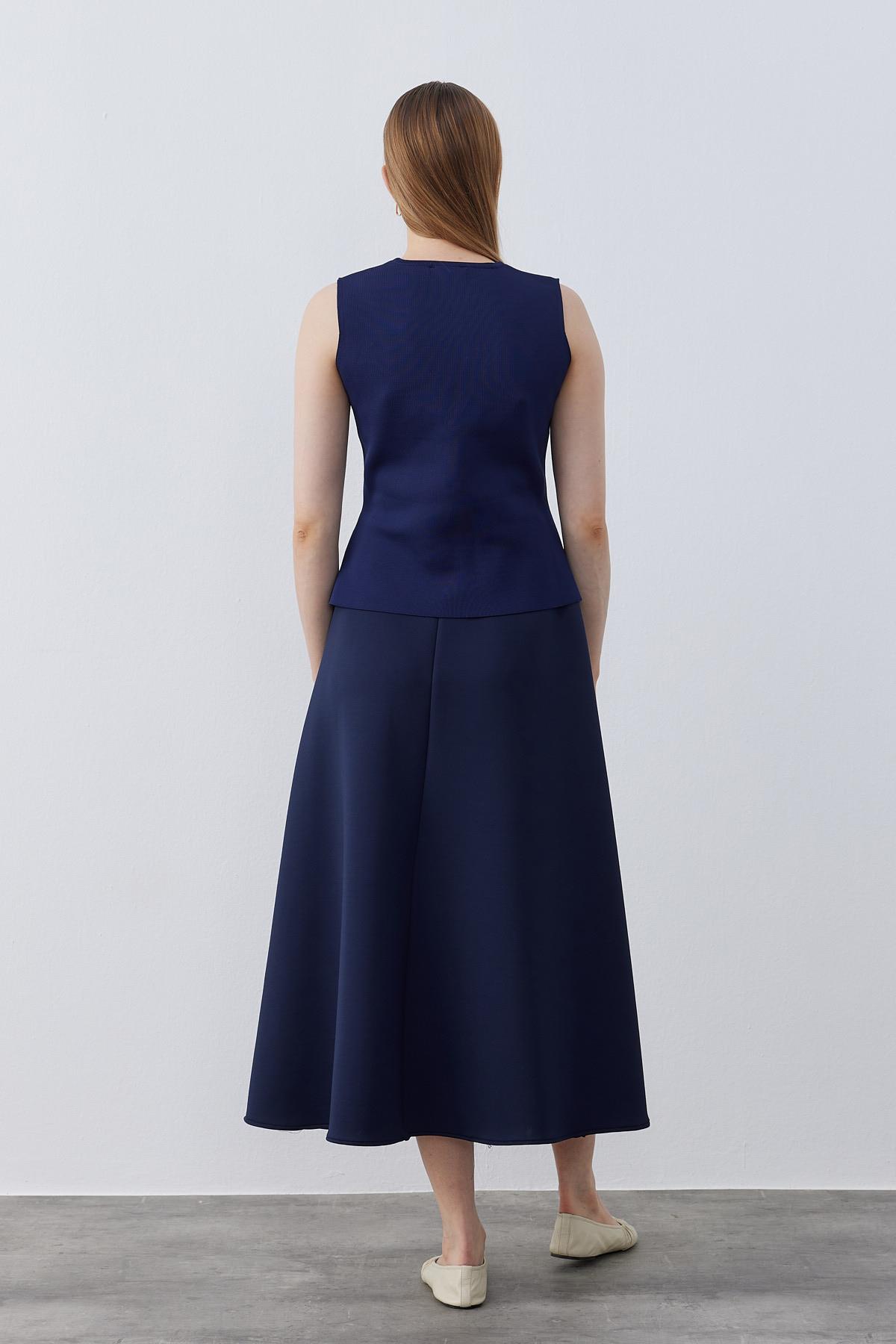 Anastasia Çelik Örme Gold Düğmeli Yelek - Lacivert